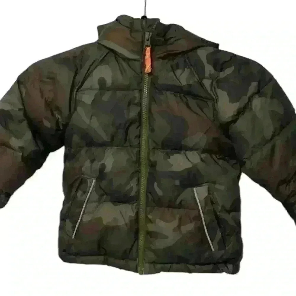 J.Crew CREWCUTS BOYS DOWN FILLED HOODED ZIP UP CAMOUFLAGE PUFFER JACKET …